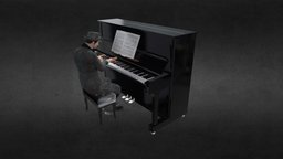 Jazz Pianist Musician with Piano Model Animation music, jazz, band, instument, classical, musician, pianist, piano, animation, keyboard