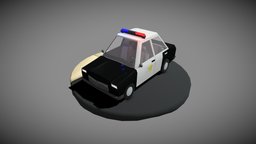 cartoon style police car police, policecar, cartoon, vehicle, cool, lowpoly, car, simple