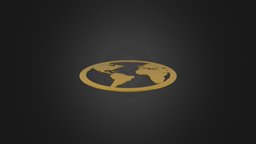 a flat model of the planet earth 3D model planet, flat, earth, icon, geography, cartography, gold