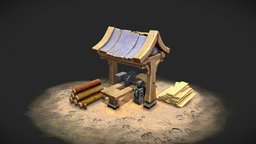 Sawmill portfolio, gamedev, 3dartist, sawmill, hand-painted-textures, lowpoly, wood, handpainted-lowpoly