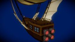 Lowpoly Flying Ship airship, flyingboat, lowpoly, ship, free, boat