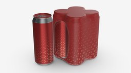 Packaging for 500 ml four beer soda cans drink, 500, can, aluminium, beverage, soda, four, ml, wrap, pbr, 3ds, container, plastic
