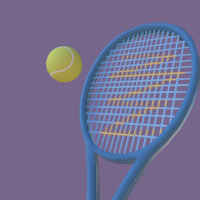 tennis racket and ball blender, low, poly