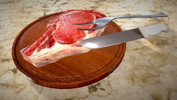 Meat with cutting set meat, cutting, barbacue, 3drawmeat, 3dmeat, 3dmodelmeat, 3dmodelrawmeat, noai
