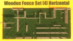 Wooden Fence Set [4] Horizontal fence, wooden, 4, set, blender-3d, horizontal, 3dhaupt, low-poly