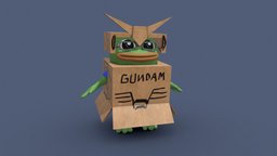 Gundam Peepo frog, cardboard, costume, gundam, peepo