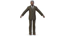 African-American Man in a Suit office, suit, agent, people, doctor, security, jacket, pants, guard, brown, buisness, shoes, president, worker, director, professor, boss, old, casual, scientist, personnage, manager, oldman, teacher, investigator, detective, dark-skin, lowpoly-gameasset-gameready, african-american, veteran, employee, man, human, male, person, casualwear, casual-wear, sanitarian, pensioner, "puaro"