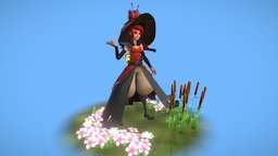 Red Witch particles, machine, character, witch, animated