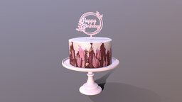 Elegant Hibiscus Buttercream Birthday Cake party, birthday, realistic, scanned, elegant, bakery, birthdaycake, 3dsmax, cakesburg, mosser