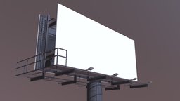 Two-Sided Billboard lights, ladder, detailed, billboard, metal, cocoreysa, asset, blender, gameart, gameready