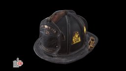 Peglow Helmet hat, truck, fighter, library, university, indianapolis, vintage, worn, helm, indiana, department, fire, firetruck, ifd, burn, iupui, purdue, 3d, helmet, scan, gear, plastic, dept