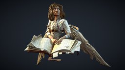 The Silkworm Archive dae, sculpt, paper, wings, angels, fairy, elven, silk, stories, braille, blind, autodeskmaya, howest, charactercreation, howestdae, pbr-texturing, substancepainter, maya, book, bust, zbrush, fantasy, magic
