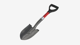 Mini camping shovel square, camping, garden, dig, build, equipment, handle, farm, tool, head, shovel, agriculture, gardening, horticulture, 3d, pbr, unfolded