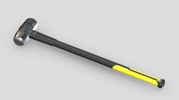 Yellow Sledge Hammer kit, saw, tape, hammer, set, screw, complete, tools, generic, new, big, collection, wrench, vr, ar, pliers, realistic, tool, old, machine, screwdriver, toolbox, stanley, vise, gardening, dewalt, asset, game, 3d, low, poly, axe, hand