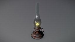 Kerosene Lamp (Vintage, WW2) lamp, vintage, rusty, metal, game-ready, kerosene, pbr, warkarma