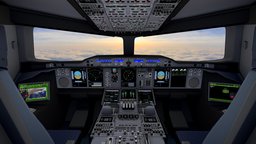 Airbus A380 Cockpit Flight Deck flying, games, boeing, airplane, airliner, flight, cockpit, aircraft, jet, airbus, commercial, airline, passenger, 380, cockpit-chair, a380, flightdeck, airbus-a380, flightsim, lowpoly, interior, gameready, cockpit-parts, flightsimulator, cockpit-panel, a380-800, a380-1000, noai