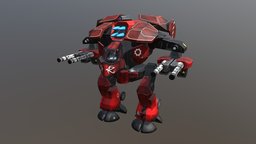 BEHEMOTH Heavy Mech w/ Twin Heavy Machine Guns mech, battle, warbot, weapons, scifi, sci-fi, war, robot