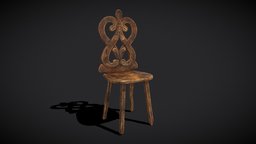 Rich Design Chair bar, stool, wooden, high, restaurant, viking, medieval, chairs, seat, antique, tavern, furniture, living, sticks, old, norse, chair, wood, interior