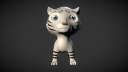 Cartoon White Tiger cat, little, tiger, animals, laboratory, mammal, cheetah, zoo, lion, bengal, leopard, lioness, rodent, amur, maya, character, cartoon, 3d, lowpoly, model, animal, animation