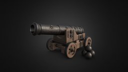 Cannon prop, medieval, antique, artillery, old, cannon, weapon, wood, gun, war