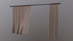 Curtains game-ready, curtain, curtains, low-poly-blender, low_poly, low-poly