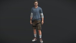 Man PBR Game Ready a-pose, character, man, human, male, rigged