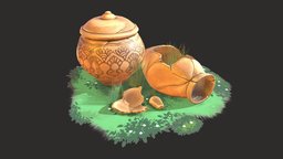 Handpainted Stylized Jug prop grass, baking, flower, paint, unreal, props, jug, unrealengine4, game-asset, lowpolyart, low-poly-model, props-assets, low-poly-blender, prop_modeling, substancepainter, handpainted, modeling, unity, low-poly, blender, art, texture, lowpoly, stylized, gameready