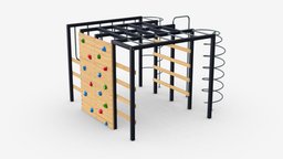 Outdoor playground mountain stairs set stairs, set, fun, mountain, equipment, outside, play, park, outdoor, climbing, playground, active, leisure, childhood, recreation, 3d, pbr, sport