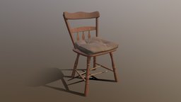 Old Fashioned Wooden Chair wooden, prop, old, substancepainter, maya, chair, interior, gameready