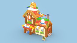 food house in casual game ryan, casual, photohsop, kakaofriends, 3dsmax, lowpoly, house