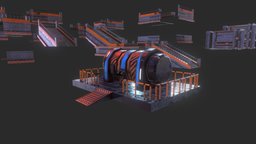 Top Down Scifi Industrial platforms kit, future, sci, fi, spacecraft, industry, modular-assets, unity, unity3d, scifi, factory, modular, space, spaceship, industrial