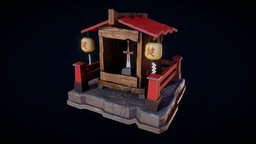 Japan Old Temple adventure, game-ready, game-asset, architecture-building, substancepainter, substance, maya