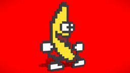 Banana meme, fun, unreal, banana, yellow, memes, pixel-art, unity, 3d, art, lowpoly, low, model, pixel, funny, banana-model