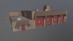 Fire Station No. 1 fire, station, cities, 3d-model, fire-station, skylines, citiesskylines, firehouse, fire-rescue, house, building, cities-skylines, fire-house