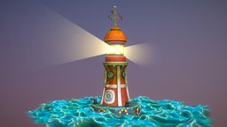 SketchfabWeekly lighthouse, ocean, vane, water, week, 13, sketchfabweeklychallenge, cartoon, stylized, fantasy, sea
