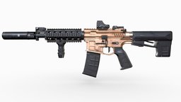 XRK M4 Assault Rifle Gun Weapon m4a1, callofduty, game-ready, assault-rifle, warzone, suppressor, iron-sight, reflex-sight, vertical-grip