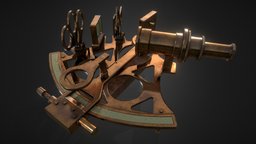 tant instrument, ready, brass, mechanism, tool, surveying, navigation, tant, game, lowpoly, low, poly