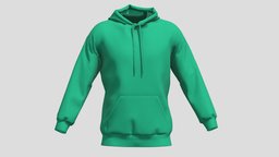 Hoodie Green PBR Realistic cloth, women, hood, sweater, men, look, outfit, marvelous, hoodie, sweatshirt, uni, apparel, sportswear, pullover, outerwear, character, asset, game, 3d, pbr, low, poly, design, man, digital, sport, clothing, menwear, menlook