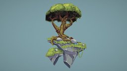 Tiny Floating Island tree, island, floating, blockbench, handpainted, blender, lowpoly, stylized, pixelart