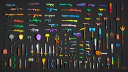 All Weapon Mega Pack Collection arrow, ancient, spear, pistols, bow, tools, blades, knives, cartoonish, machinegun, 100, chainsaw, sticks, sai, toony, bombs, shields, mace, swords, trident, colorful, shuriken, allinone, mortar, hammers, realistic-gameasset, ninja-weapon, megapack, militaryweapon, knife, weapons, blender, lowpoly, sci-fi, guns, rifels