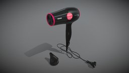 Hair Dryer Philips ionic, mid-poly, philips, free3dmodel, hairdryer, freedownload, vrready, drycare, free, 3dmodel