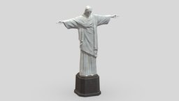 Christ The Redeemer Statue cat, brazil, chapel, god, vr, ar, christ, jesus, realistic, star, father, rio, cristo, religious, redeemer, redentor, idol, asset, game, 3d, pbr, low, poly, sculpture, church