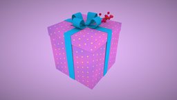 Gift box gift, pink, stars, berries, giftbox, 3december2022challenge
