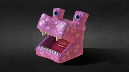 CubePac (game-ready, low-poly) sculpt, cute, pacman, anim, game-ready, low-poly, funny