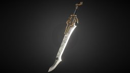 Sword titan medieval, edge, titan, metal, knife, lowpoly, sword, fantasy