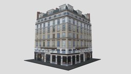 Typical Parisian Apartment Building 28 france, paris, cafe, vray, hotel, restaurant, photorealistic, urban, apartment, town, typical, parisian, architecture, game, 3d, poly, house, city, building, street, shop