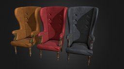 Armchair armchair, antique, old, unity, unity3d, low-poly, lowpoly, chair