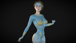 Girl with Snake Scales cute, , snake, , scales, woman, girl, female, animation, rigged
