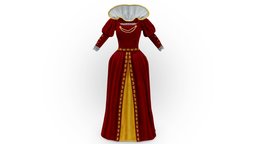 Fairy Queen Mother Gown Dress red, fashion, mother, medieval, long, clothes, god, skirt, fairy, dress, queen, costume, womens, cosplay, outfit, roleplay, pbr, low, poly, female