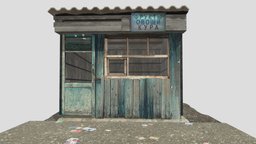 abandoned stall |homework #9 abandoned, stall, xyz, blender, wood